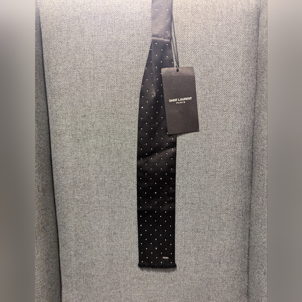 Saint Laurent YSL Silk Studded Navy Cravate